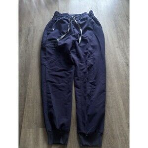 Figs Scrub Pants Womens Small Blue Zamora Joggers Zip Cargo High Rise Nurse Vet